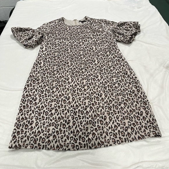 Banana Republic Metallic Leopard Print Dress Size 12 - Picture 2 of 12